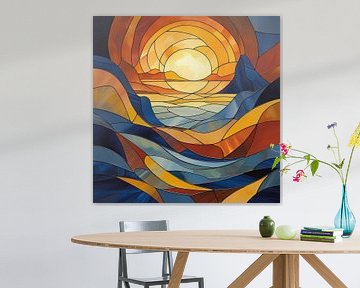 Sonnendurchfluteter Horizont: Glasmalerei Gelassenheit von Artistic