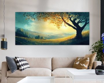 Goldener Baum | Goldene Blätter Sonnenlicht von Kunst Laune