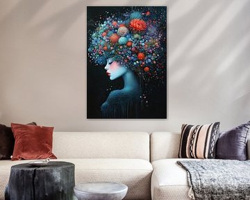 Vrouw en Bloemen van Kunst Kriebels