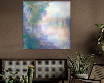 Meer Omgeven door Bomen | Whisper of Nature's Serenity van Abstract Schilderij