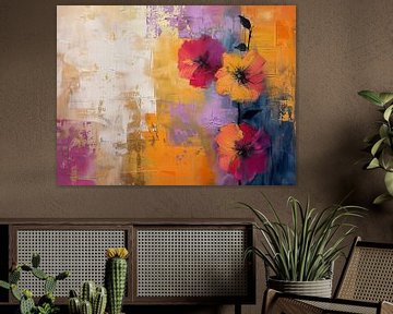 Moderne Bloem van Abstract Schilderij