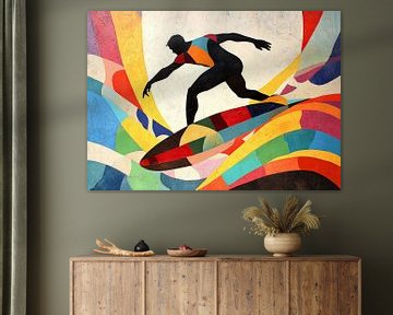 Dynamischer Surfer in leuchtenden Farben von OMG Art