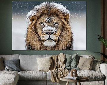 Leeuw in winterse sereniteit van Imperial Art House