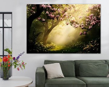 Zonovergoten bos met bloesembomen van Imperial Art House