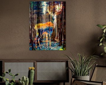 cerf souverain de la forêt surréaliste majestueux