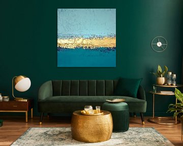 Gouden horizon tussen lucht en zee in abstracte harmonie van Color Square