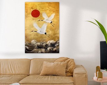 Cranes in flight by Preet Lambon