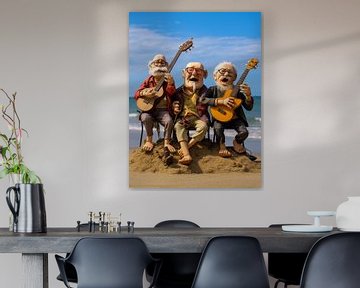 Poppen Zingende groep Mannen Strand Gitaren van gm_designs