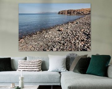Pebble beach and sea at Mithymna, on Lesbos island by Frans Rombout