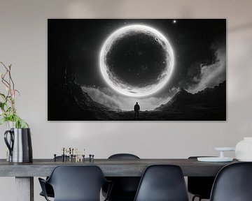 Lonely man gazing at a planetary panorama by TheXclusive Art