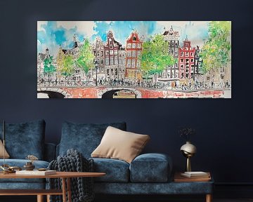 Modern Amsterdam van Abstract Schilderij