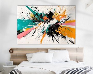 Explosieve verfspatten abstract schilderij van Art & Soul Creations