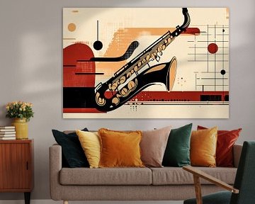 Abstracte saxofoon in retrostijl van Imperial Art House