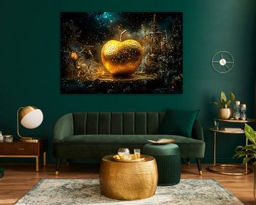 Gouden appel in sterrenhemel van Imperial Art House