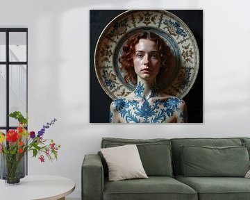 Delfts Blauw Portret van Anne van Hai Maivory