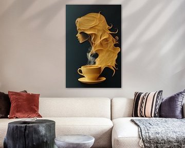 vrouw met koffie van Egon Zitter