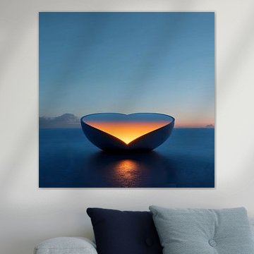 Floating Heart in the Ocean - Abstract Modern Love