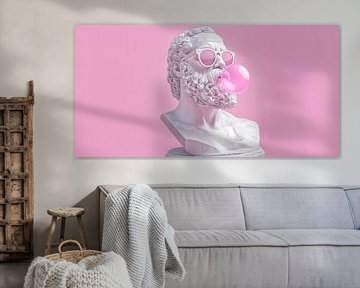Socrates op Standbeeld met Bubblegum en Zonnenbril van Surreal Media