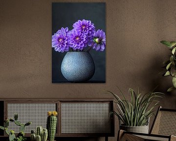 Bunch of purple Dahlias's in vase