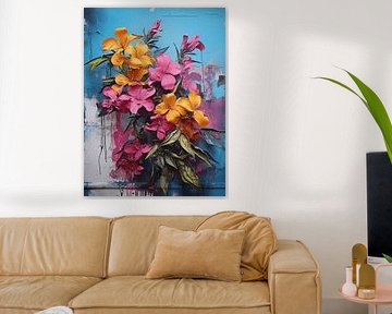 Flowers street art wall pastel high-contrast meditative