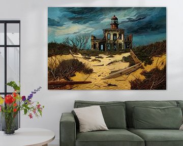 een oude afbrokkelende vuurtoren in de duinen van Nick Wendt
