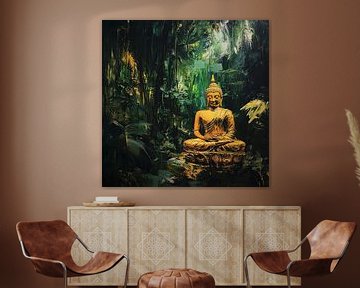 Gouden Boeddha in het oerwoud van Vlindertuin-Art