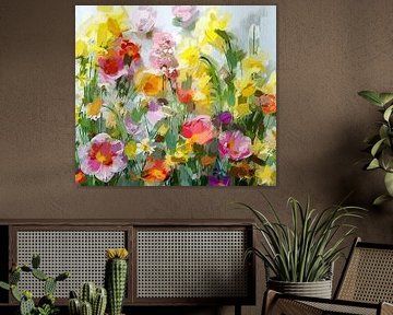 A colourful portrait of flowers abstract modern style. by J.a Dijkstra