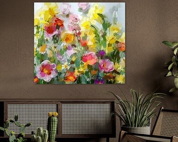 A colourful portrait of flowers abstract modern style. by J.a Dijkstra