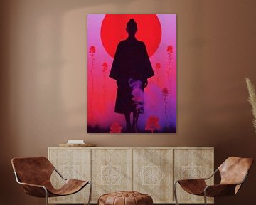 Surreal Pop Art Geisha Red Pink