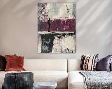 Eenzaamheid in Roze en Zwart van Blikvanger Schilderijen