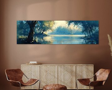 Whispering Blues van Abstract Schilderij