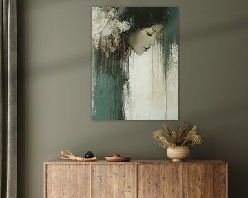 Vrouw Bloemen | Soft Gaze Among Shadows van Zen en Meer