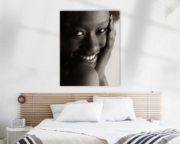 Expressive black-and-white portrait of an African beauty by Peter van Dam
