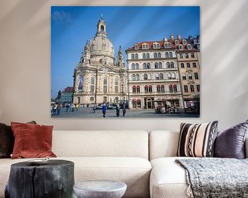Dresden - De Frauenkirche op de Neumarkt van t.ART