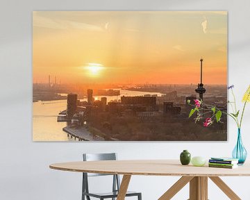 Euromast in Rotterdam tijdens zonsondergang over de Nieuwe Maas van Sjoerd van der Wal Fotografie