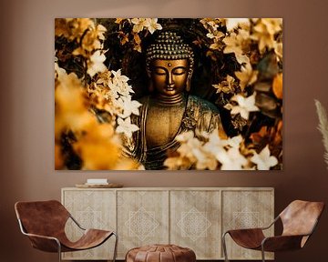 Buddha mit goldener Blumenkunst von Art & Soul Creations