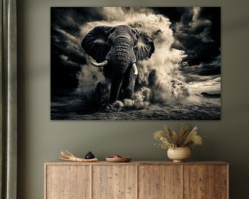 Dramatic elephant in motion by Art & Soul Creations