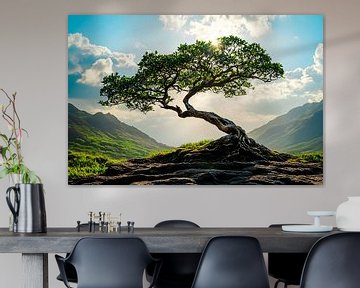 Bonsai op rotsachtige heuvel van Imperial Art House