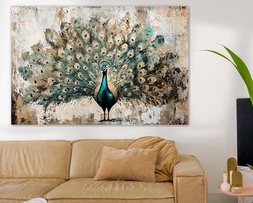 Colourful peacock in abstract design by Imperial Art House