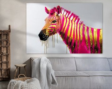 Gouden zebra met roze strepen van Imperial Art House