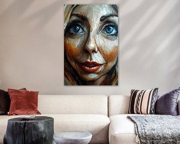 Vrouw met intens blauwe ogen van Frank Heinz