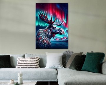 Nordic Elegance – The Moose in the Northern Lights by HyggeHavn
