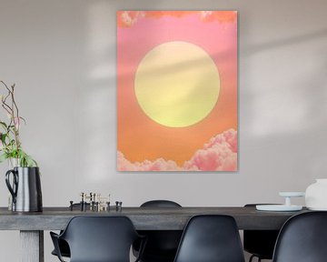Retro 70s neon art. Abstract sunrise warm colour gradient by Mad Dog Art