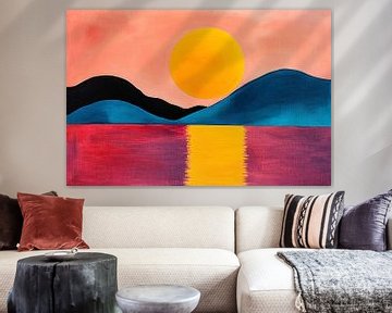 Kleurrijke bergen en zonsondergang van Art & Soul Creations