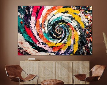 Colourful abstract spiral print by Imperial Art House