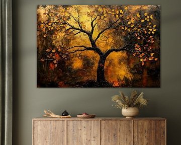 Goldener Baum auf dunklem Hintergrund von Imperial Art House