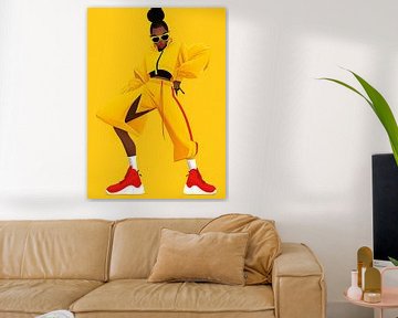 Gouden Glans | Stoere Elegantie in Gele Pop-Art van Karina Brouwer