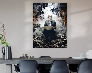 Workplace man suit laptop hot coals steam by gm_designs