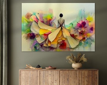 Modern vrouwenportret met bloemenrok van Studio Pieternel