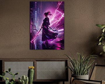 Cyberpunk Geisha met zwaard van MIROKKU